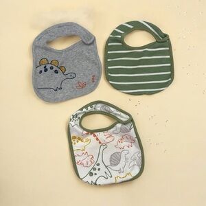 Dinosaur and Stripes Kids Bib Set - Gray, Green, Multicolor 3-pack Carters